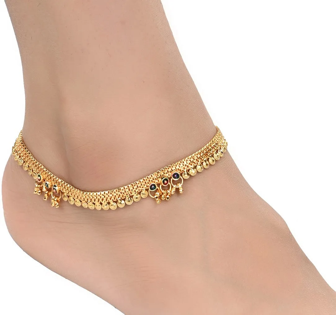 AanyaCentric Gold Plated White Metal Payal Indian Traditional Ethnic Fashion Imitation Jewellery Foot Chain