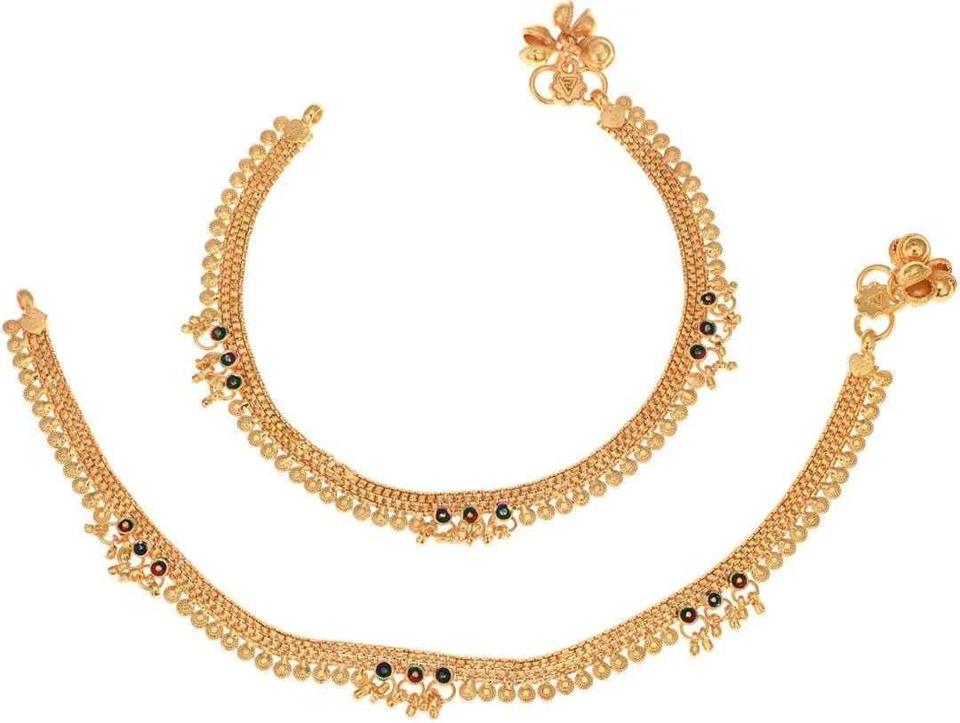 AanyaCentric Gold Plated White Metal Payal Indian Traditional Ethnic Fashion Imitation Jewellery Foot Chain