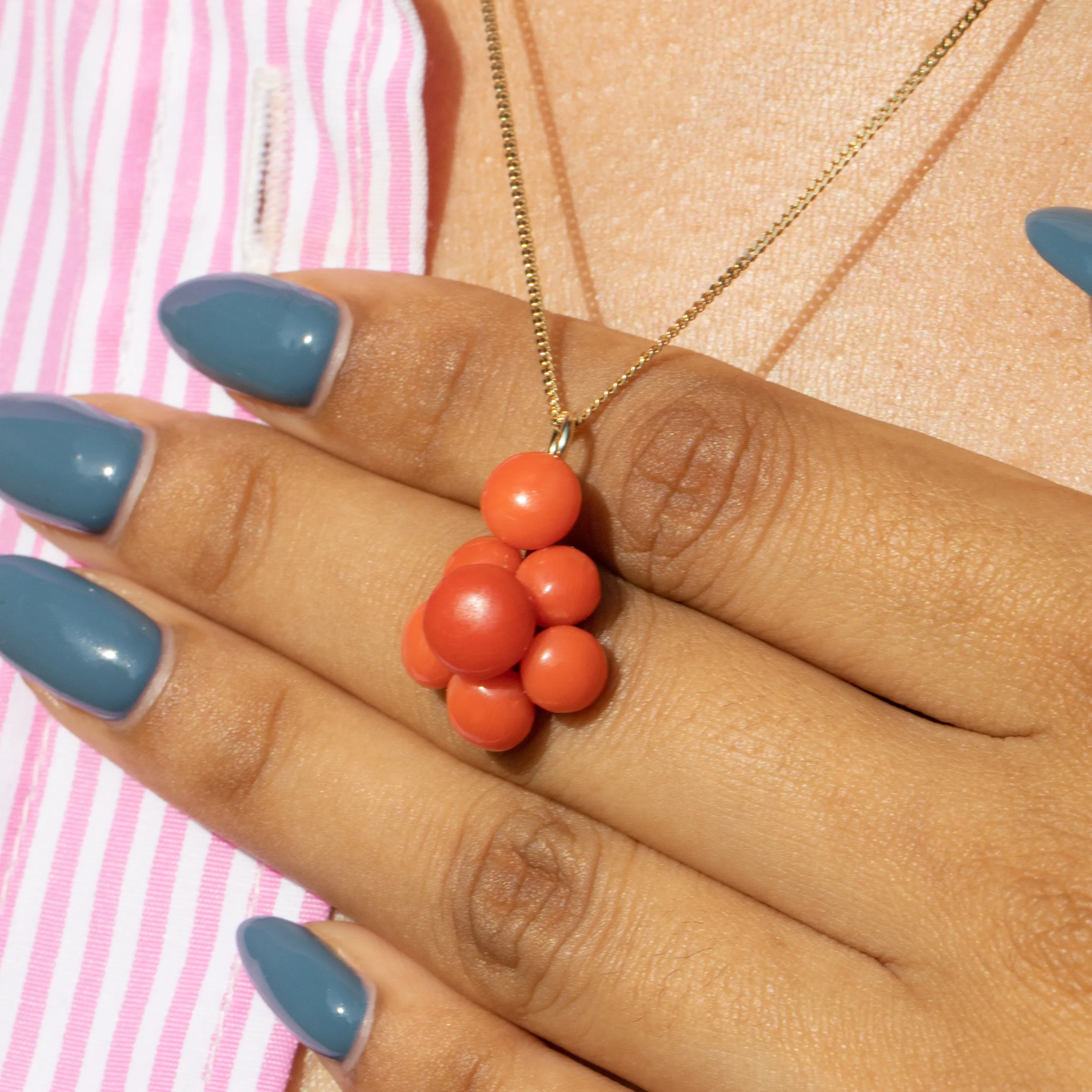 Antique 9ct Gold Coral Cluster Pendant