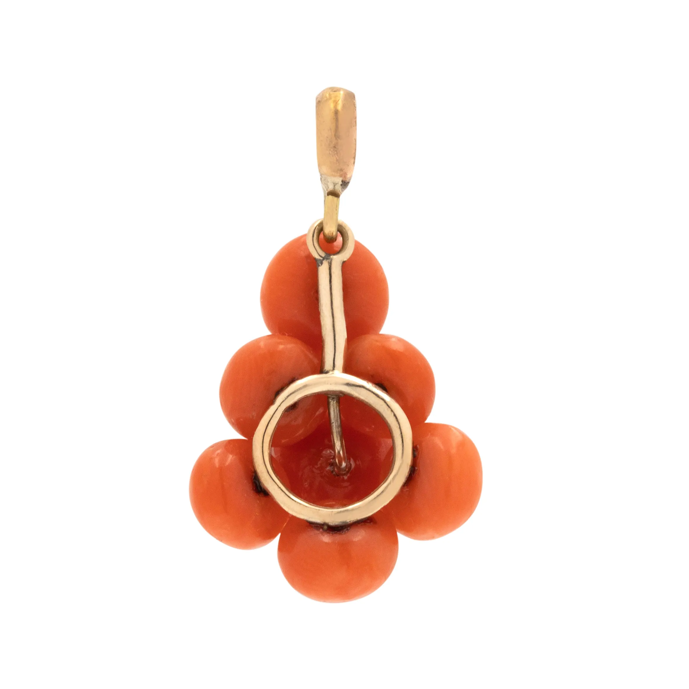Antique 9ct Gold Coral Cluster Pendant