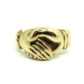 Antique Victorian 9ct Rose Gold Clasped Hands Ring