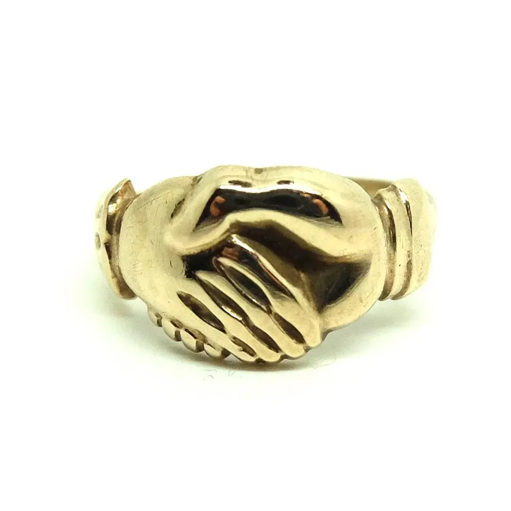 Antique Victorian 9ct Rose Gold Clasped Hands Ring