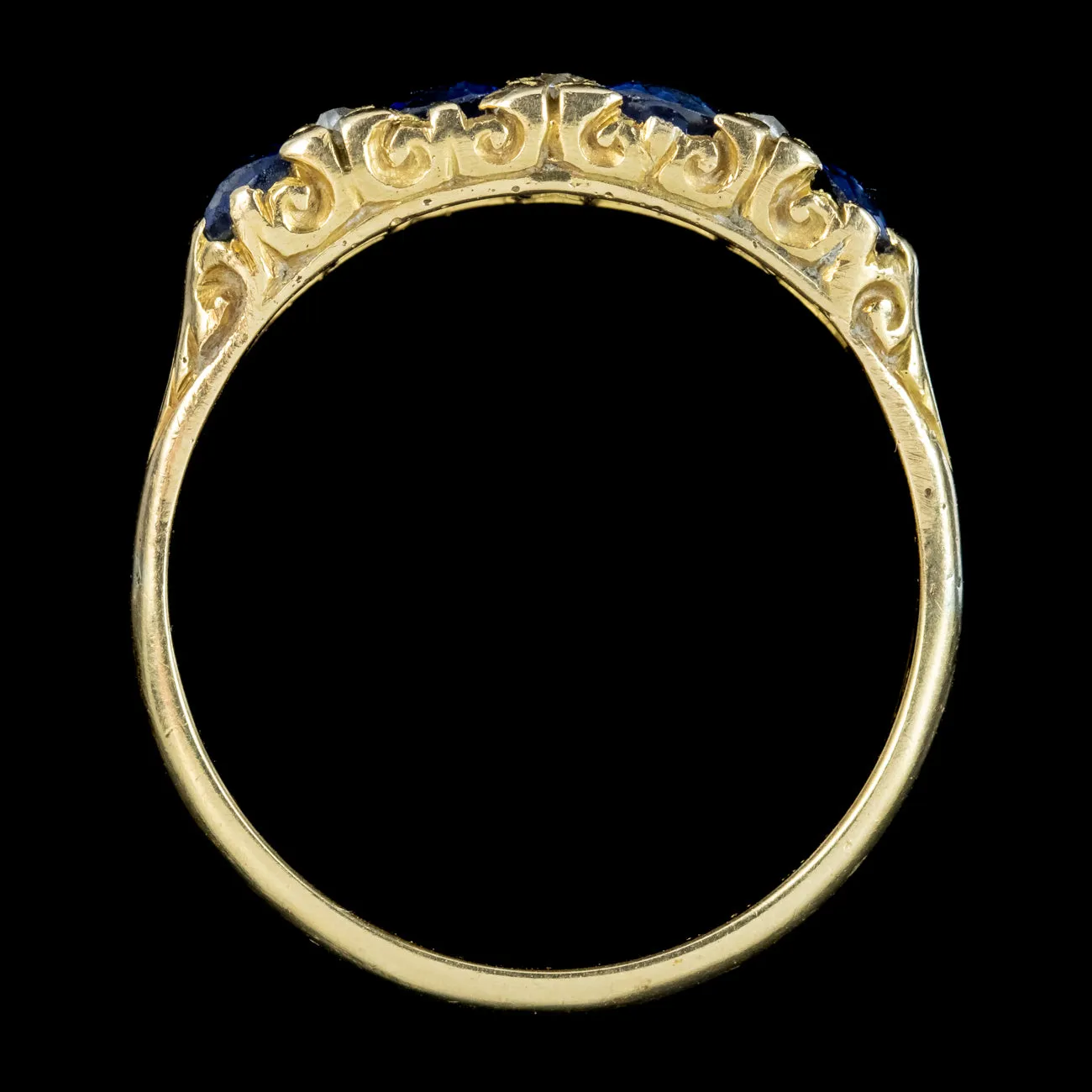 Antique Victorian Sapphire Diamond Ring 0.90ct Sapphire