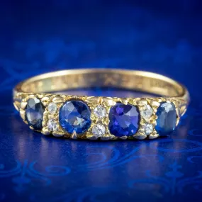 Antique Victorian Sapphire Diamond Ring 0.90ct Sapphire