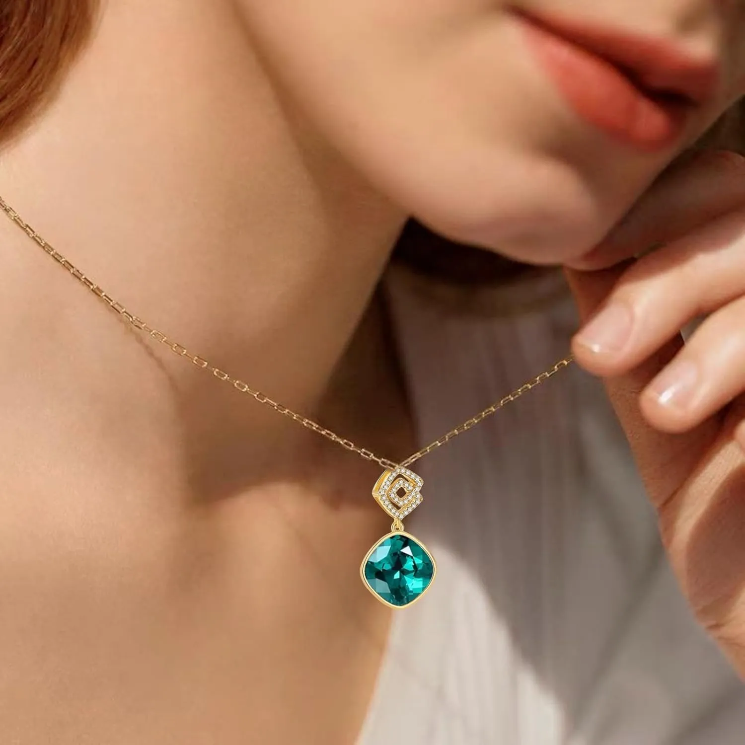 Austrian Crystal Square Drop Dangle Leverback Earrings | Plated 18K/Rose Gold Zircon Gemstone Birthstone Hoop Hanging Dangly Earrings Jewelry Gift for Wife Mom Daughter Girlfriend