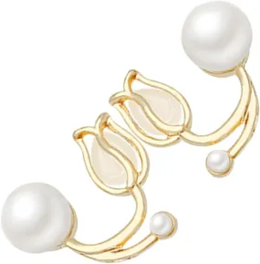 BESTYASH 1Pair Dainty Pearl Earrings for Women Minimalist Flower Design Elegant Jewelry for Parties and Everyday Wear Present for Women