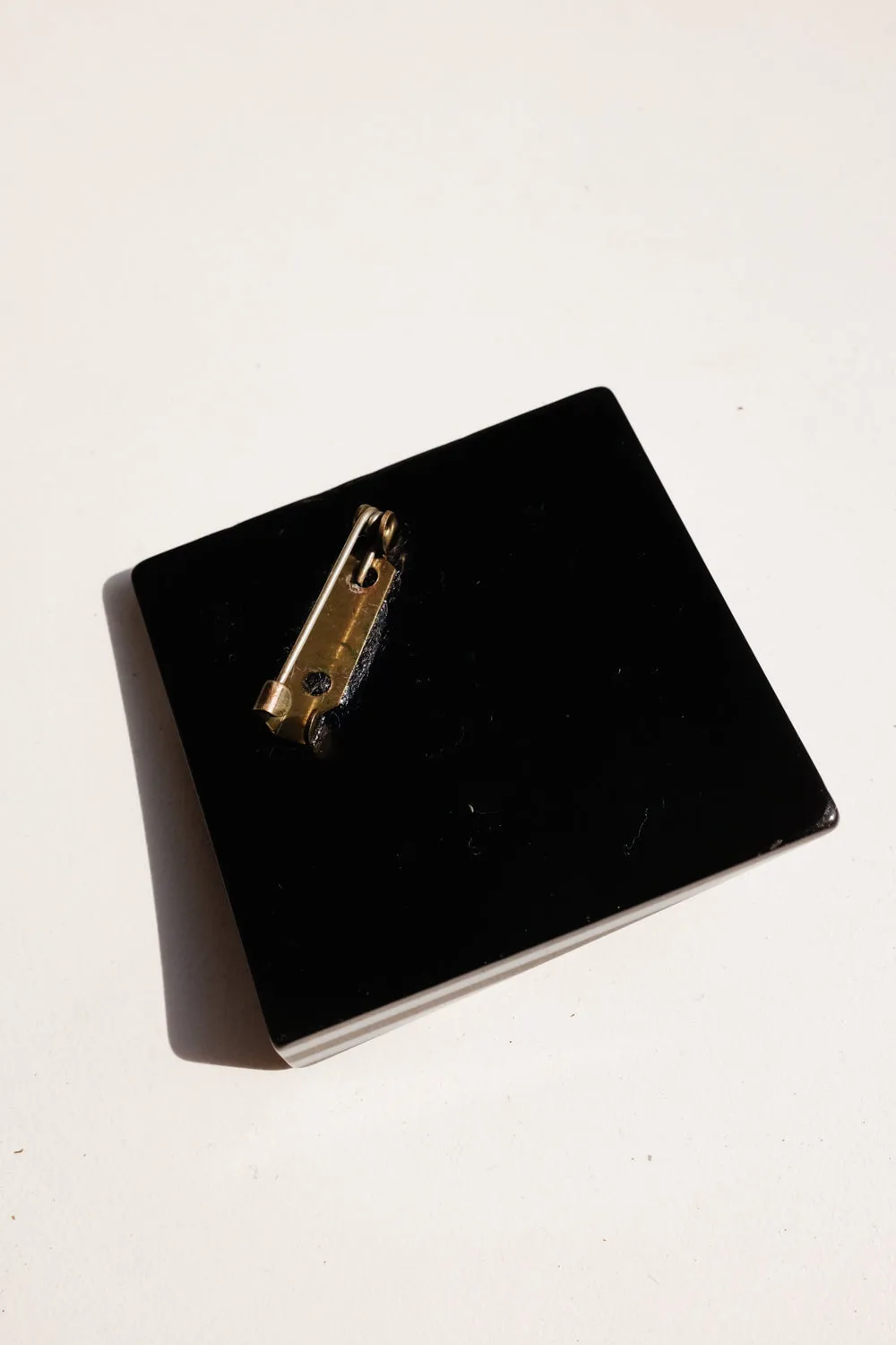 BIG BLACK WHITE VINTAGE BROOCH