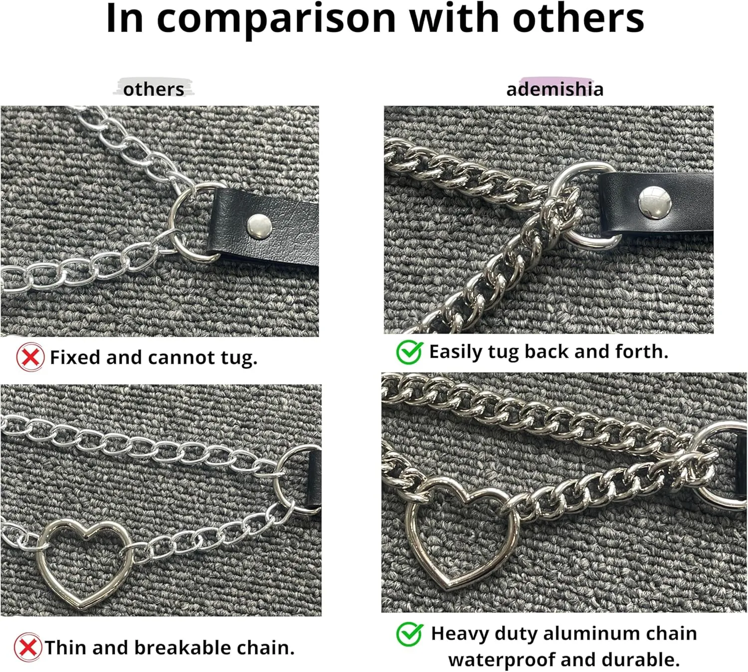 Black/Pink Leather Choker Necklace For Women, Handmade Adjustable Chain Collar with Metallic Heart Ring Best Gifts for Valentine's Day