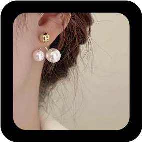 Bohemian Pearl Cherry Jacket Earrings Gold Metal Pearl Dangle Earring White Round Pearls Drop Earring Minimalist Cherry Fruit Earrings Jewelry for Women