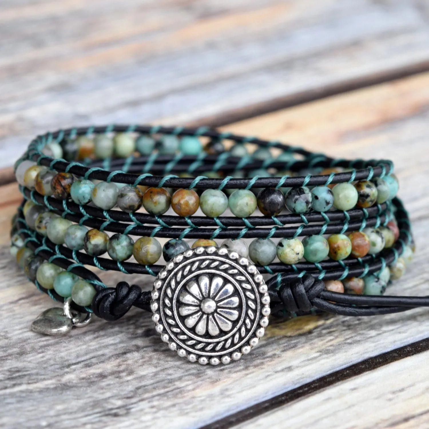 Boho Vibes African Turquoise Wrap Bracelet