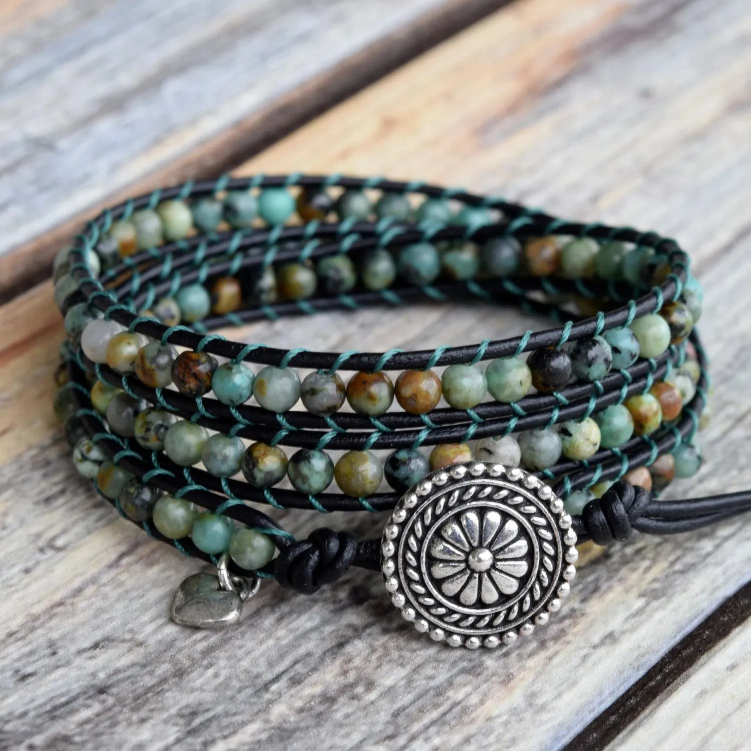 Boho Vibes African Turquoise Wrap Bracelet