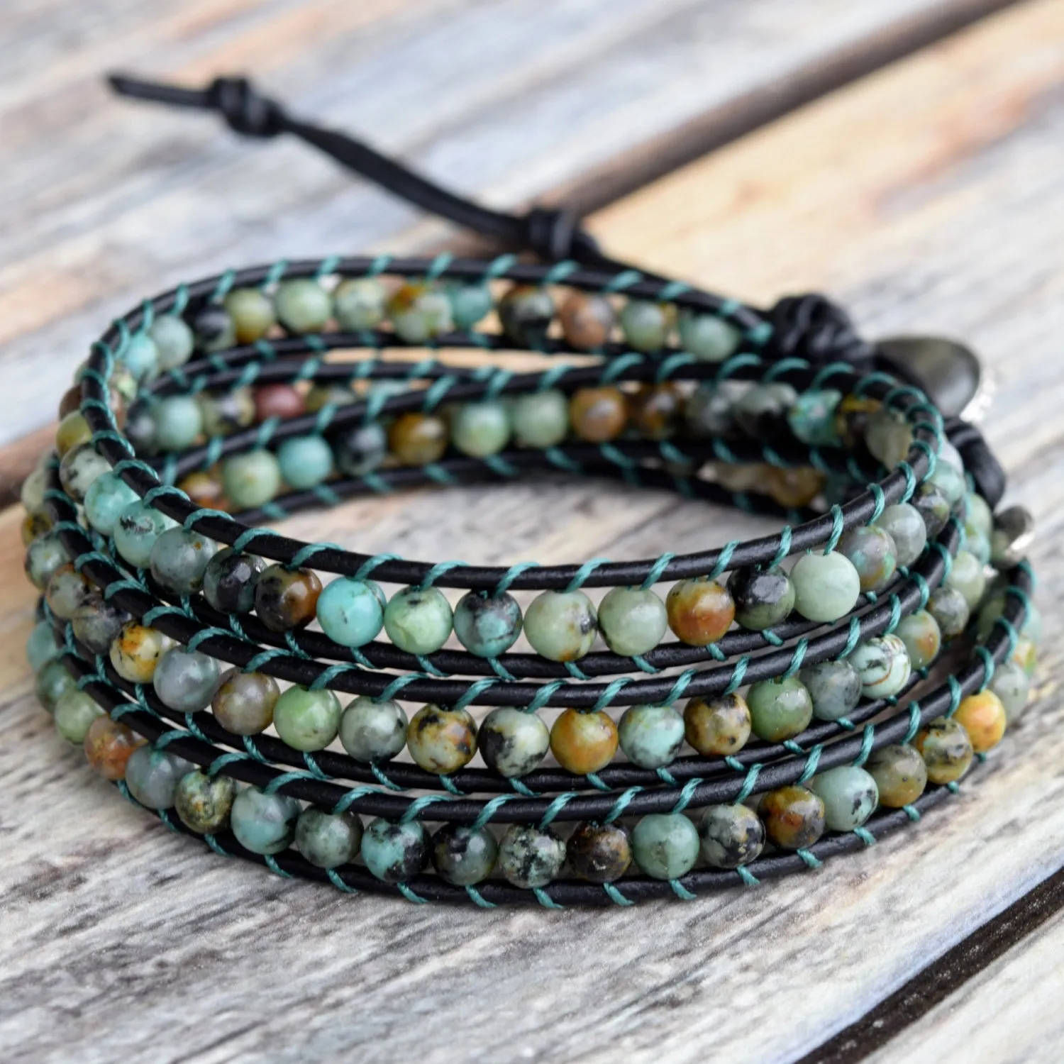 Boho Vibes African Turquoise Wrap Bracelet