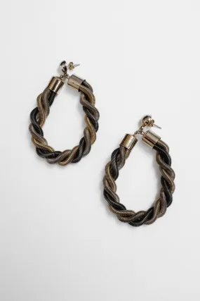 BOLD SILVER GOLD LOOP VINTAGE EARRINGS