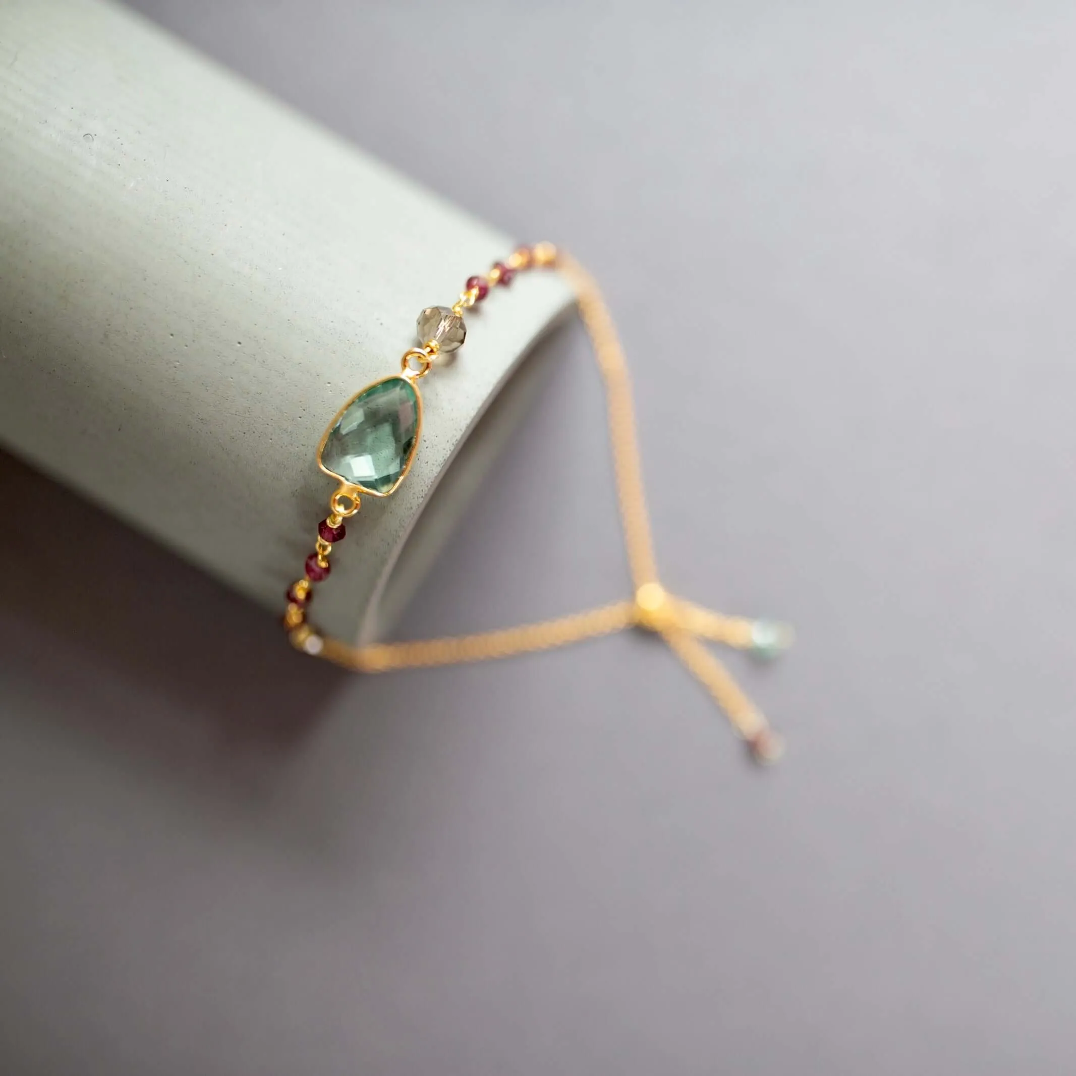 Bracelet Stacking Set: Green Amethyst and Red Jade