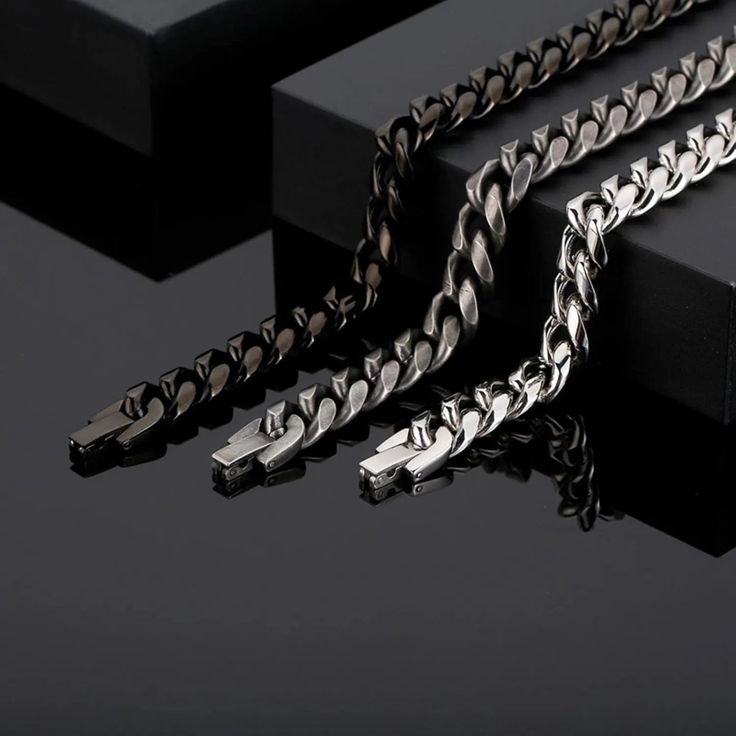 Bracelets for Boys Black, Link Bracelets Punk Stainless Steel Mens Bracelets Beads