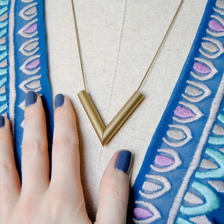 Brass V Necklace