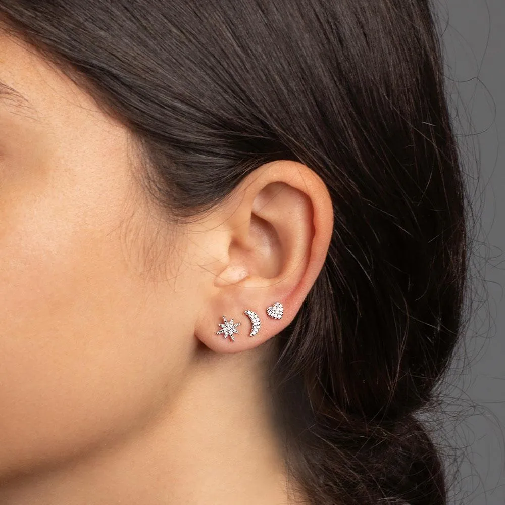 Celestial Stud Earrings - Silver