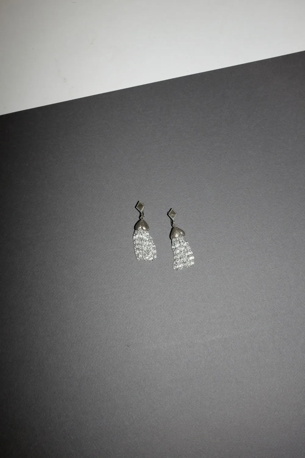 CHAIN TASSEL 70's VINTAGE SILVER EARRINGS