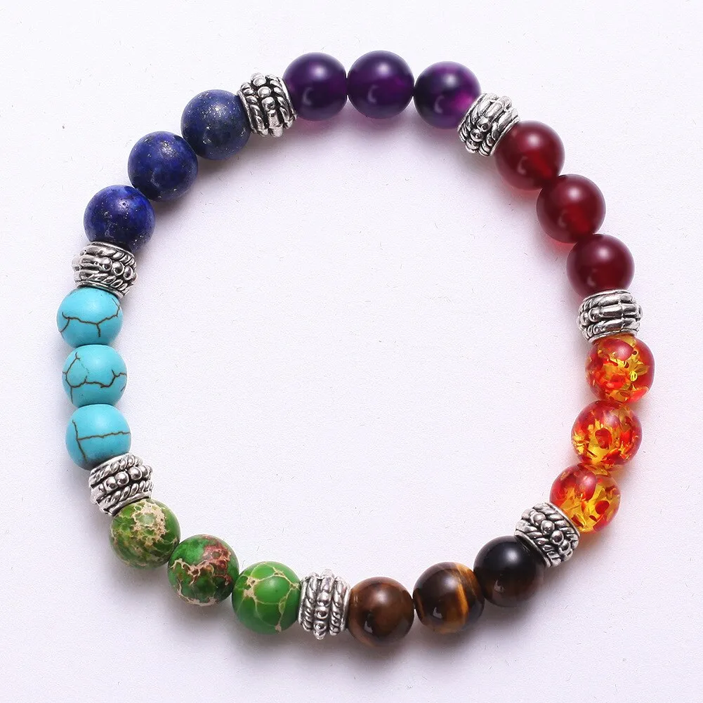 Chakra Mixed Stone Healing Mala Bracelet