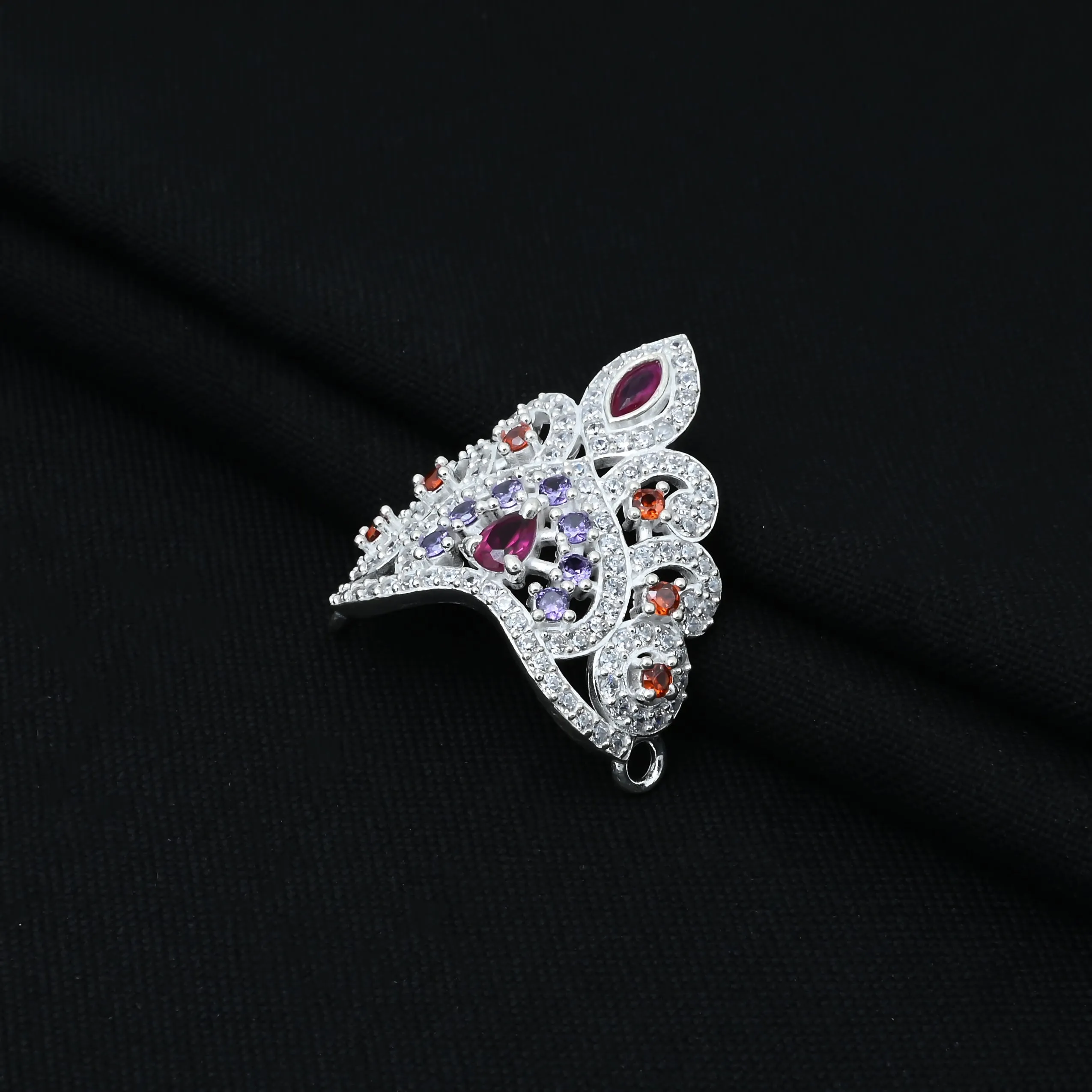Classic Traditional Gems Studded Silver Mukut for Krishna