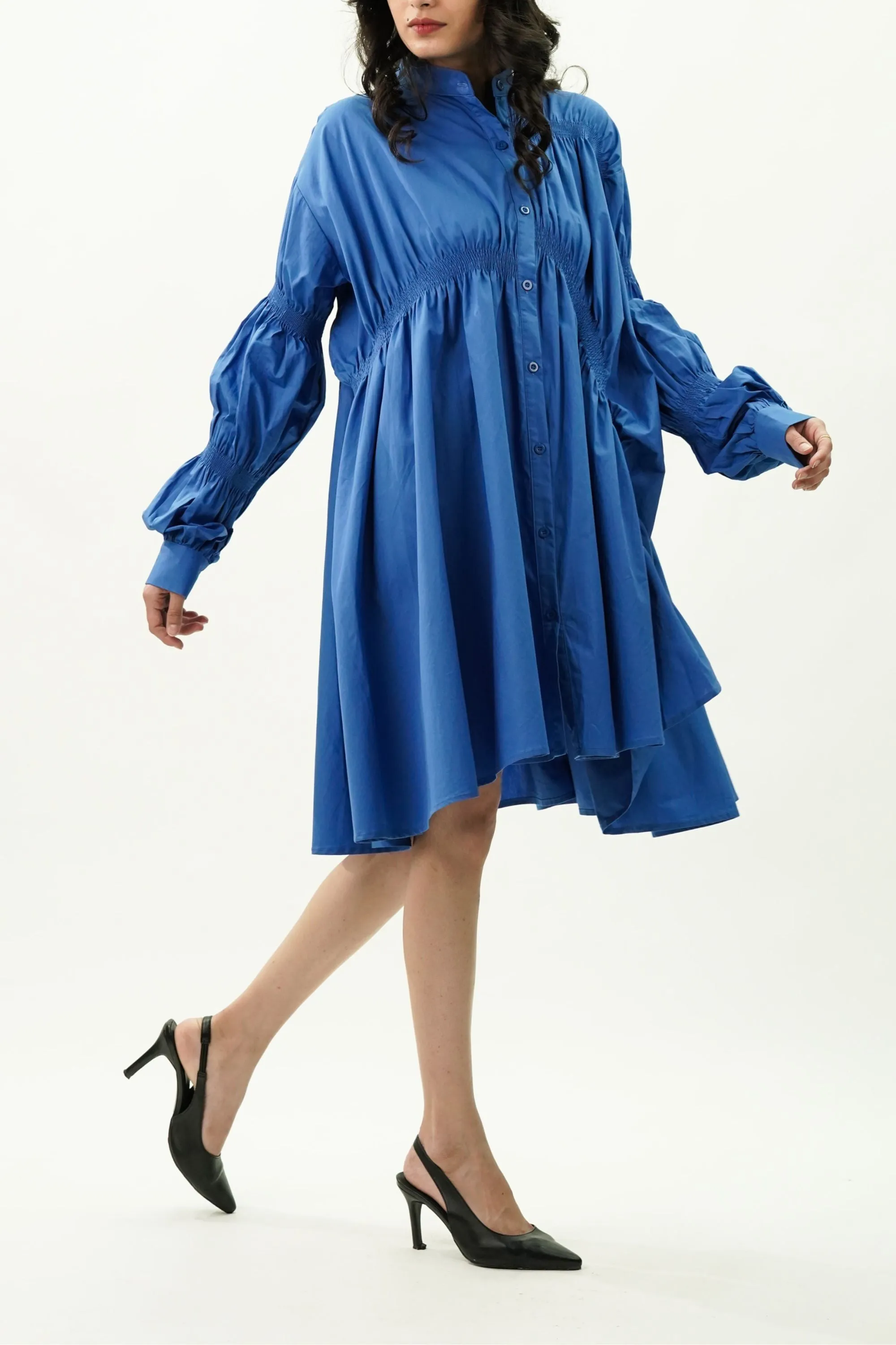 Cobalt Blue Shirried Dress