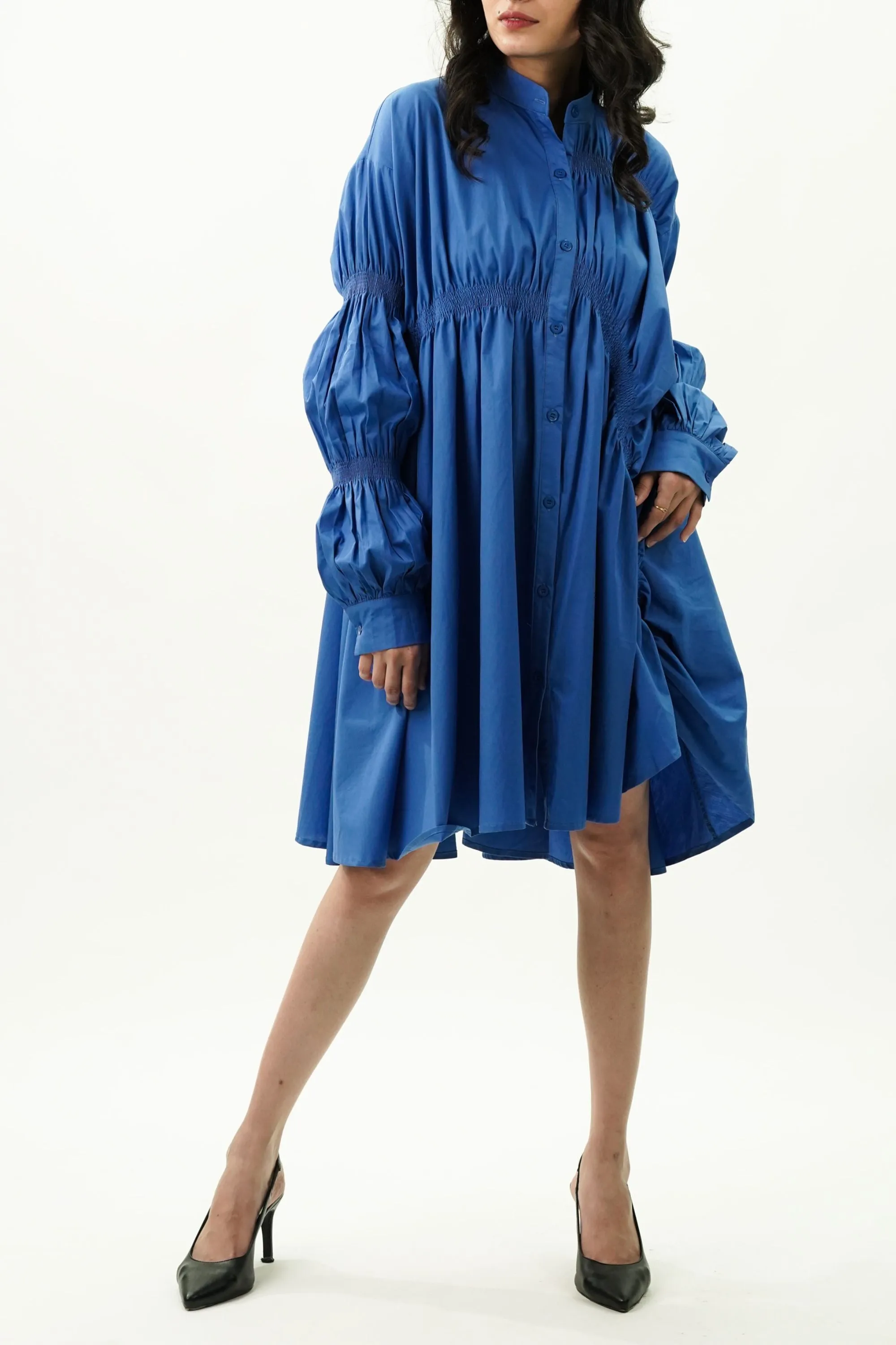 Cobalt Blue Shirried Dress