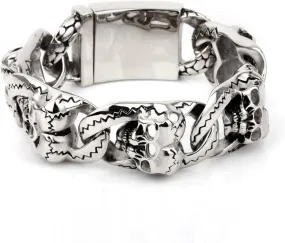 Cool Bracelets for Men Silver, Identification Bracelets Punk Rock Stainless Steel Mens Bracelets for Larger Wrists 200X26mm