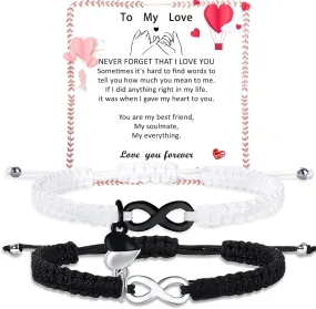 Couple Gifts Bracelets Matching Bracelets Adjustable Rope Bracelets for Couples Christmas Anniversary Valentines Gifts for Him HerBoyfriend Girlfriend Lovers Husband Wife
