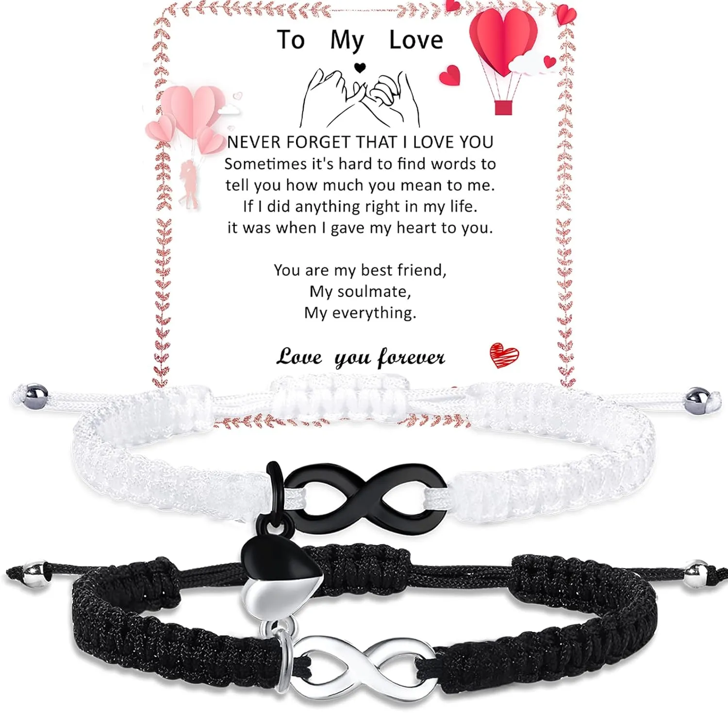 Couple Gifts Bracelets Matching Bracelets Adjustable Rope Bracelets for Couples Christmas Anniversary Valentines Gifts for Him HerBoyfriend Girlfriend Lovers Husband Wife
