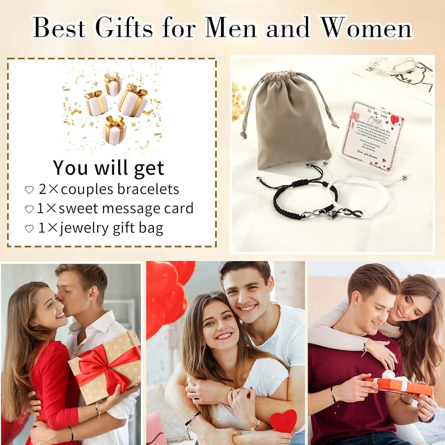Couple Gifts Bracelets Matching Bracelets Adjustable Rope Bracelets for Couples Christmas Anniversary Valentines Gifts for Him HerBoyfriend Girlfriend Lovers Husband Wife