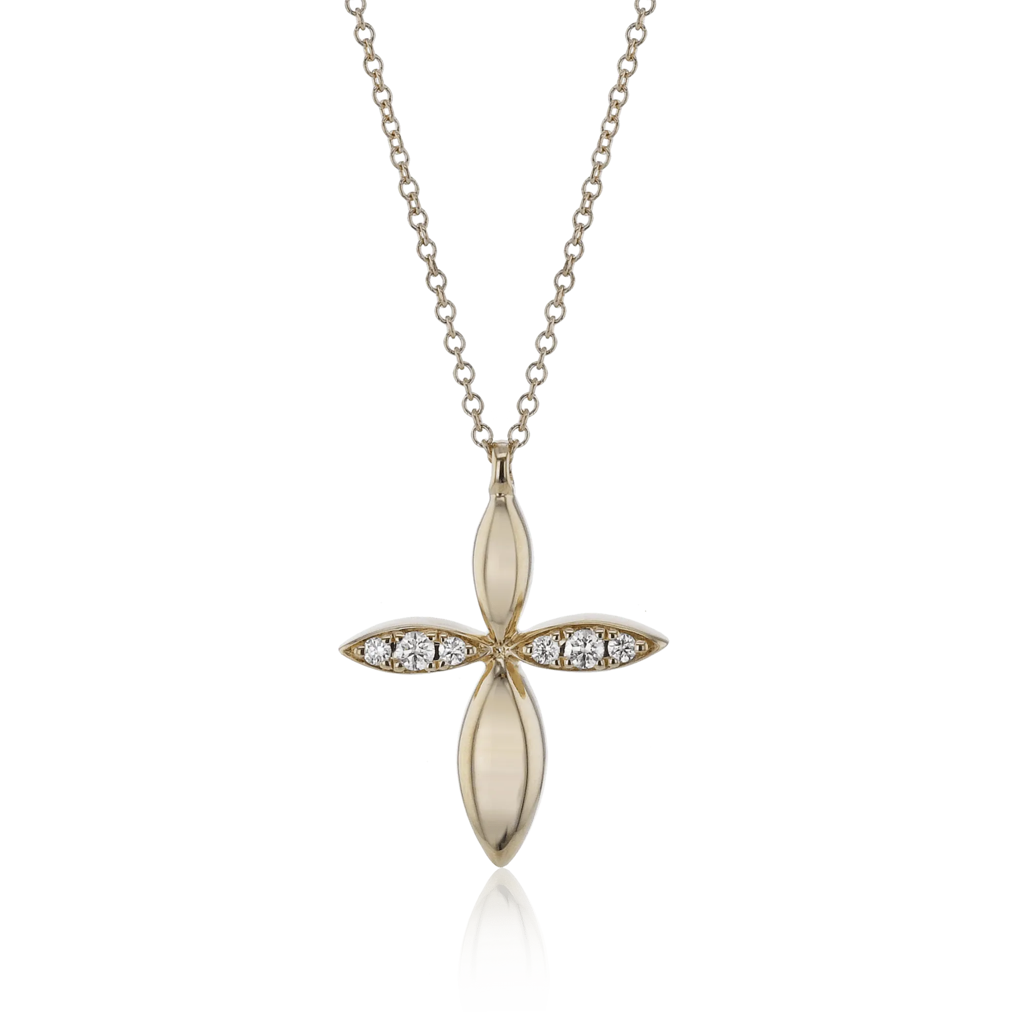 Cross Pendant Necklace in 18k Gold with Diamonds