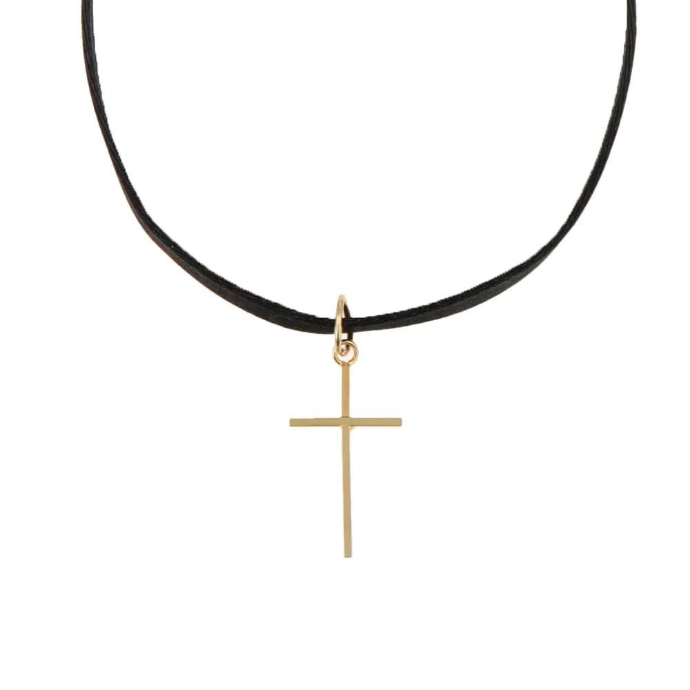 Cross Satin Ribbon Choker