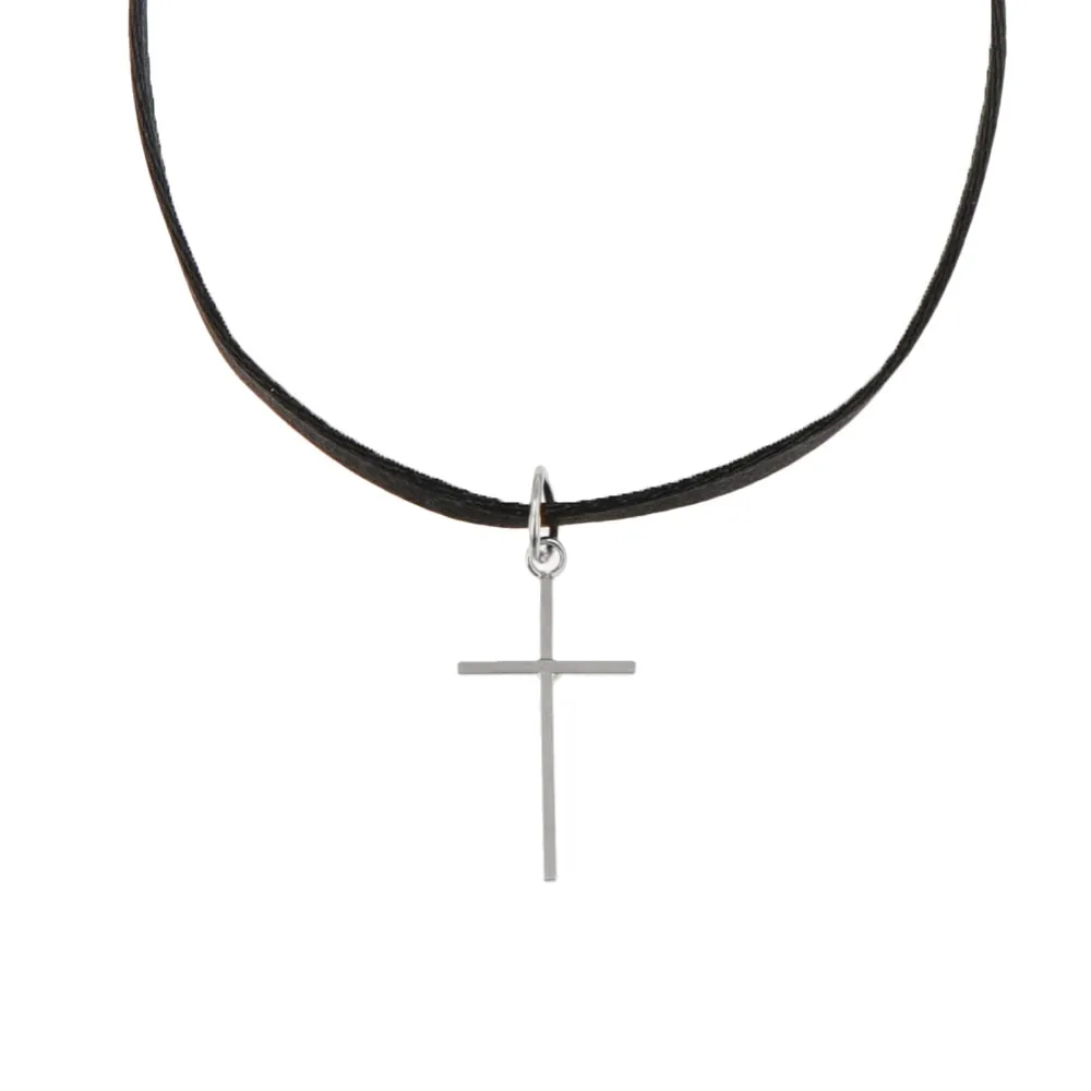Cross Satin Ribbon Choker