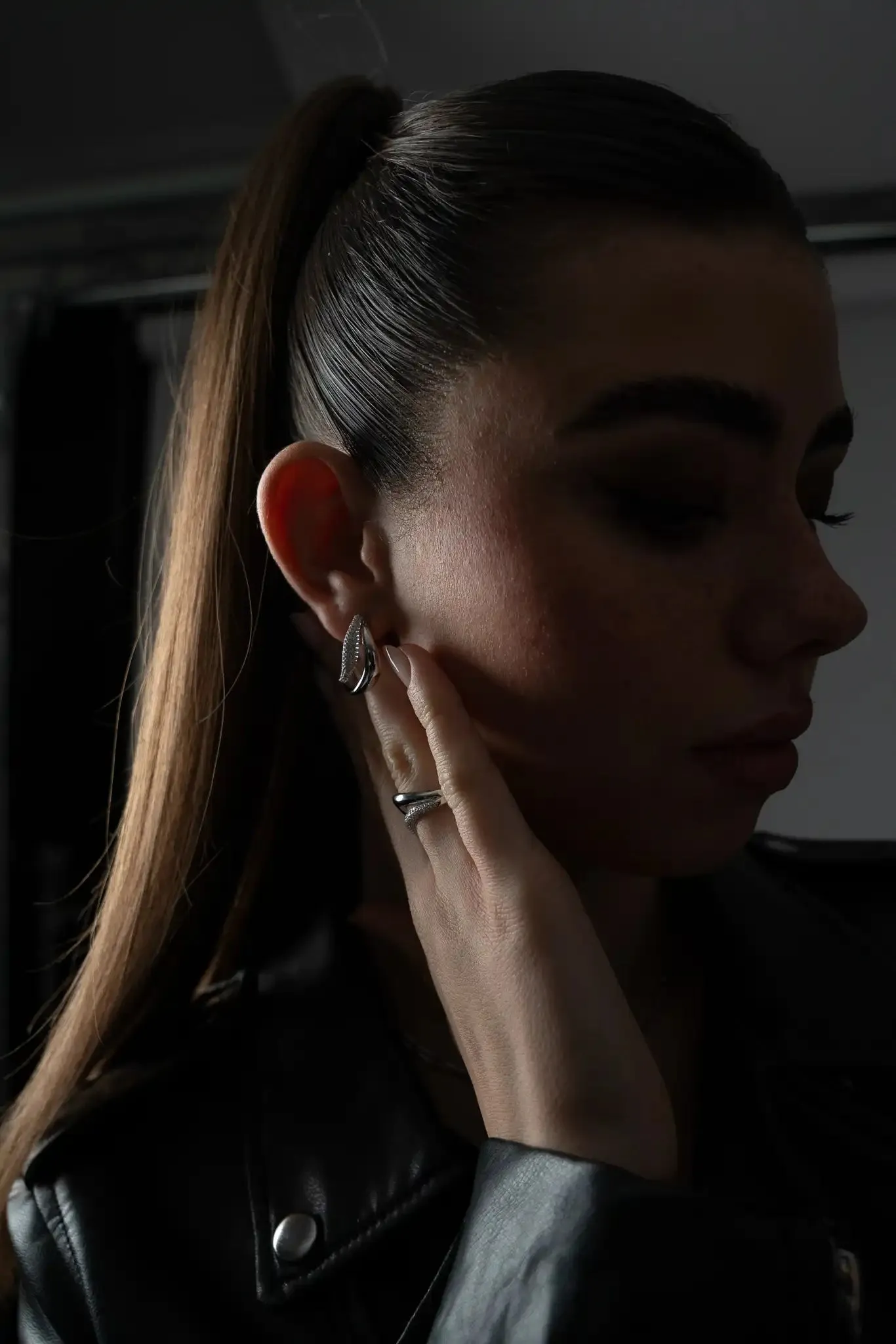 Crystal Galaxy Hoops Silver