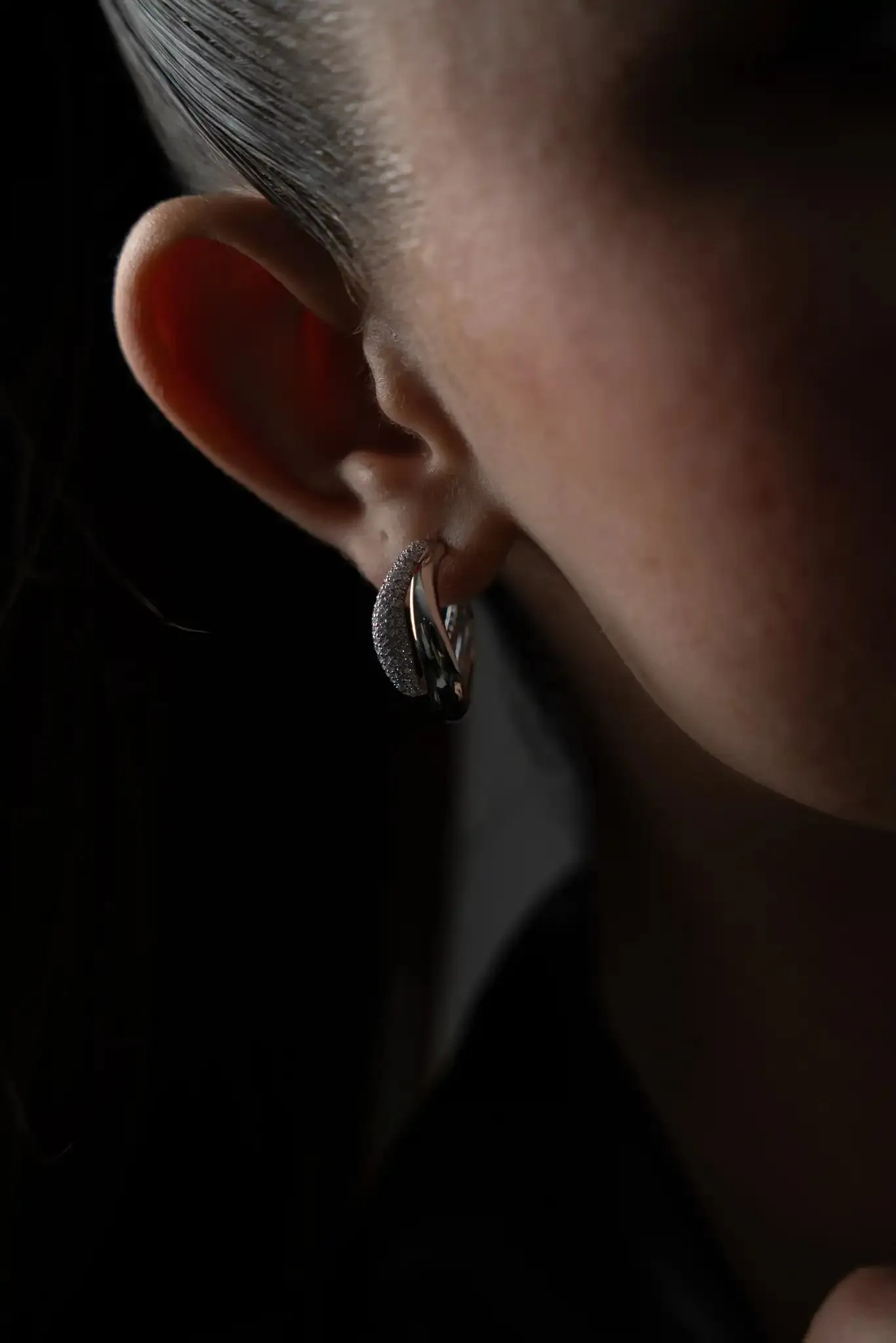 Crystal Galaxy Hoops Silver