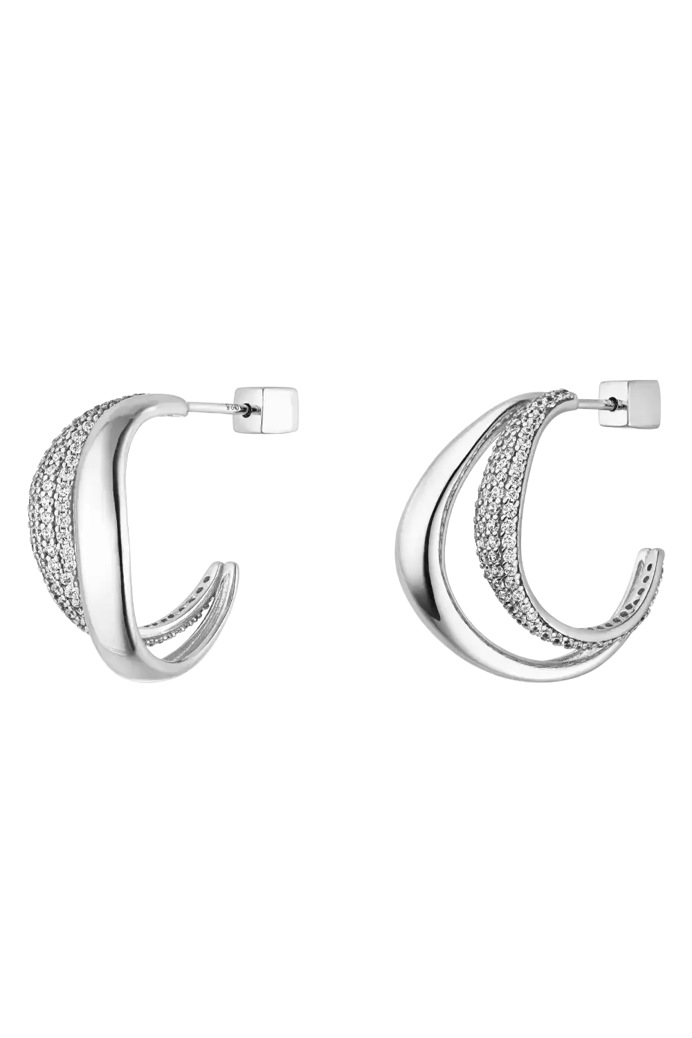 Crystal Galaxy Hoops Silver