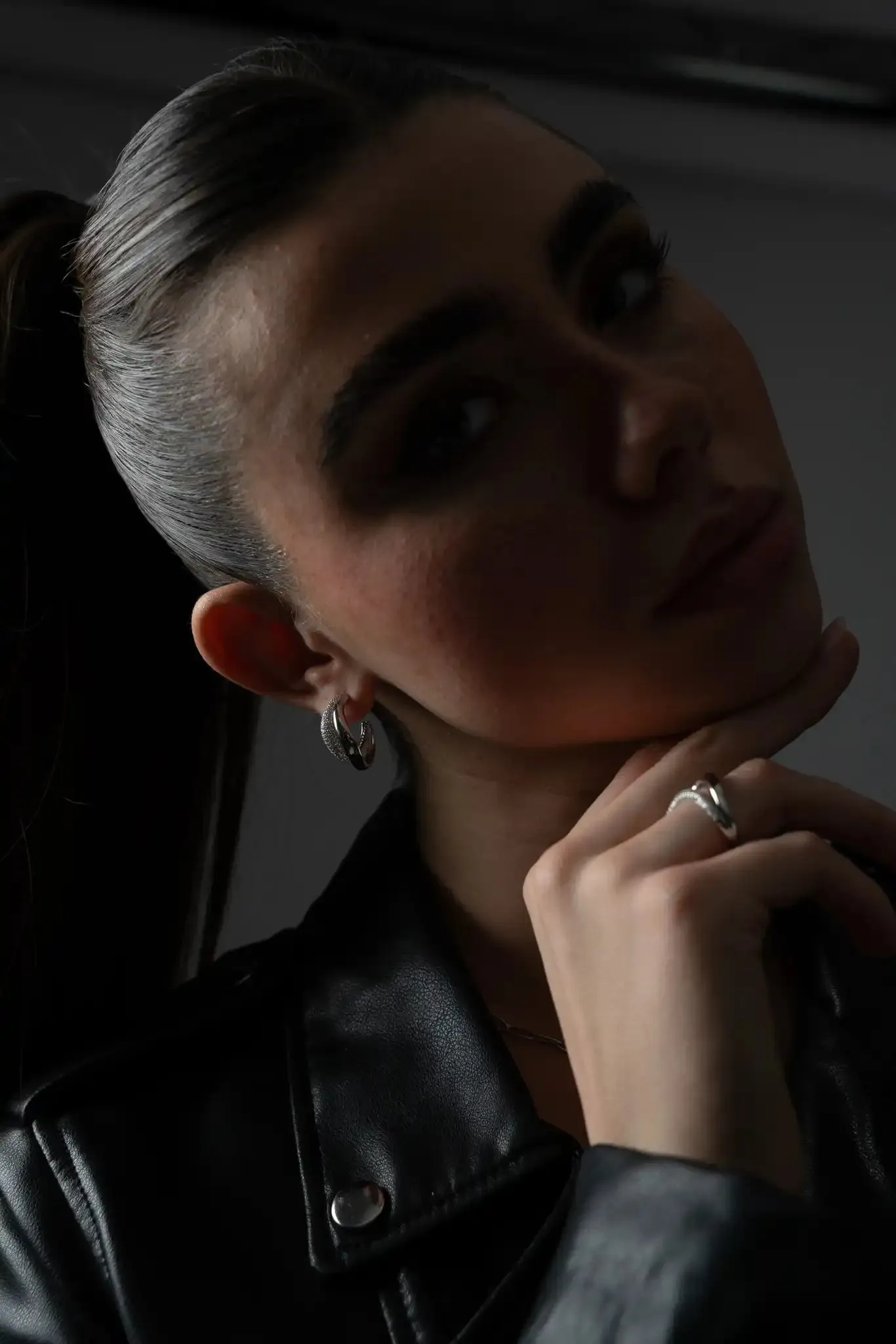 Crystal Galaxy Hoops Silver