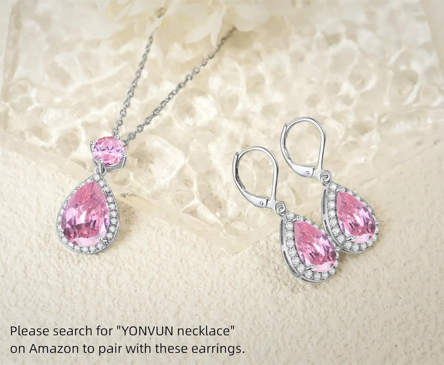 Crystal Gemstone Drop Dangle Leverback Earrings Plated 18k Gold Teardrop Oval Pear Zircon Diamond Birthstone Jewelry Set Gift for Wife Mom Daughter Girlfriend
