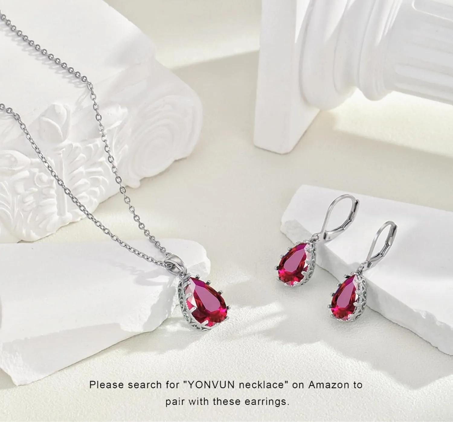 Crystal Zircon Drop Dangle Leverback Earrings Plated 18k Gold Teardrop Oval Pear Gemstone Birthstone Jewelry Set Gift for Wife Mom Daughter Girlfriend Her