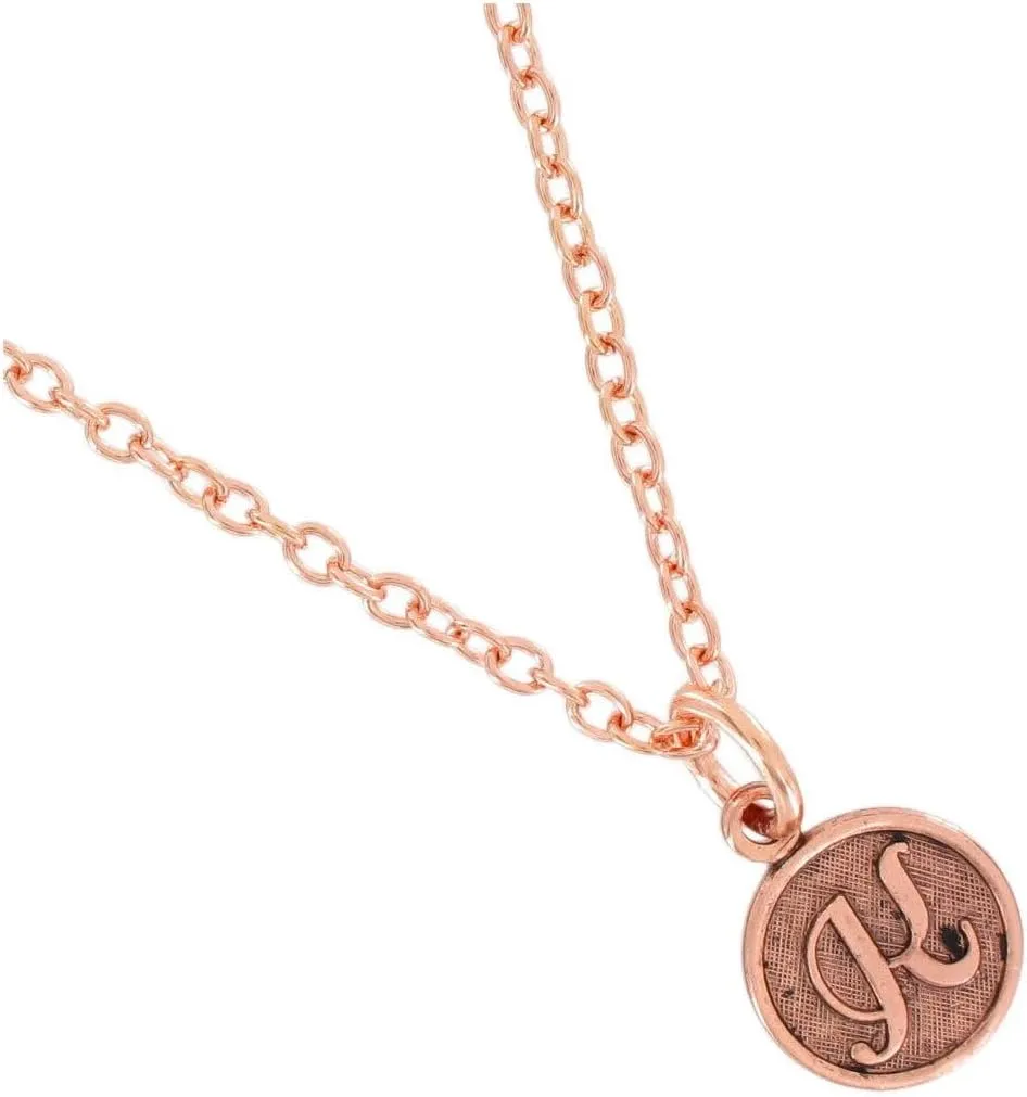 Cursive Initial K Charm Necklace 18" - Rose Gold Tone Fashion Necklaces Trendy Accessories Stylish Additions