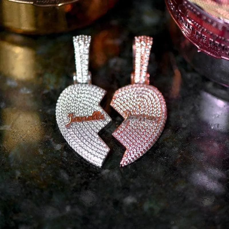 Custom Broken Heart Name Necklace
