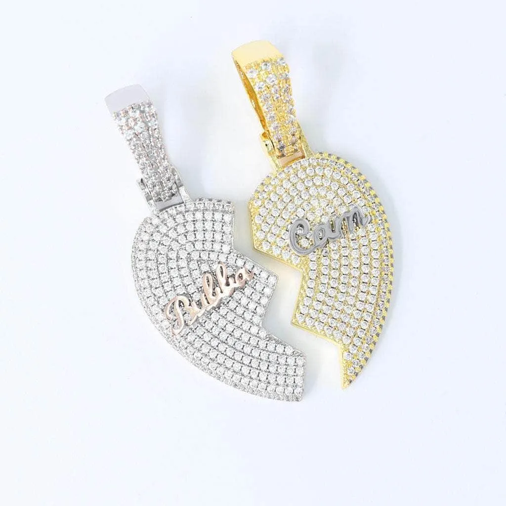 Custom Broken Heart Name Necklace