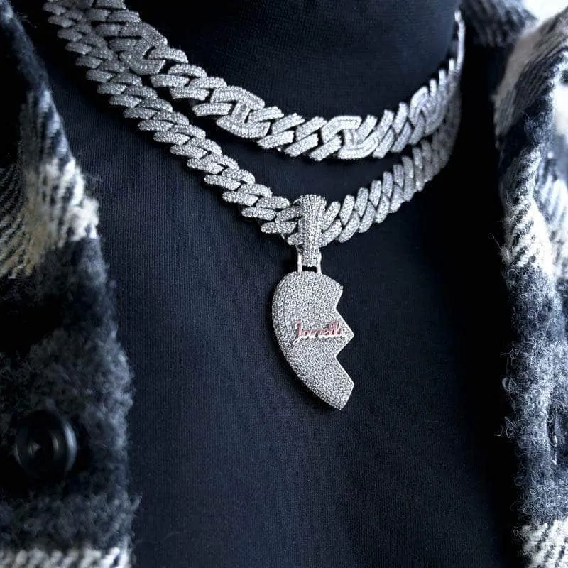 Custom Broken Heart Name Necklace