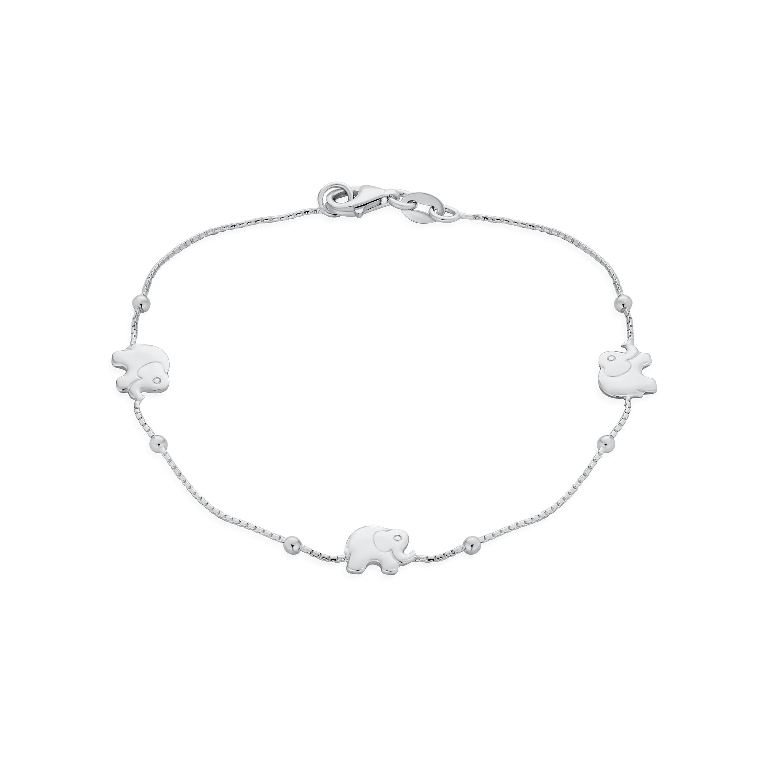 Delicate Lucky Elephant Bangle Cuff Bracelet High .925 Sterling Silver