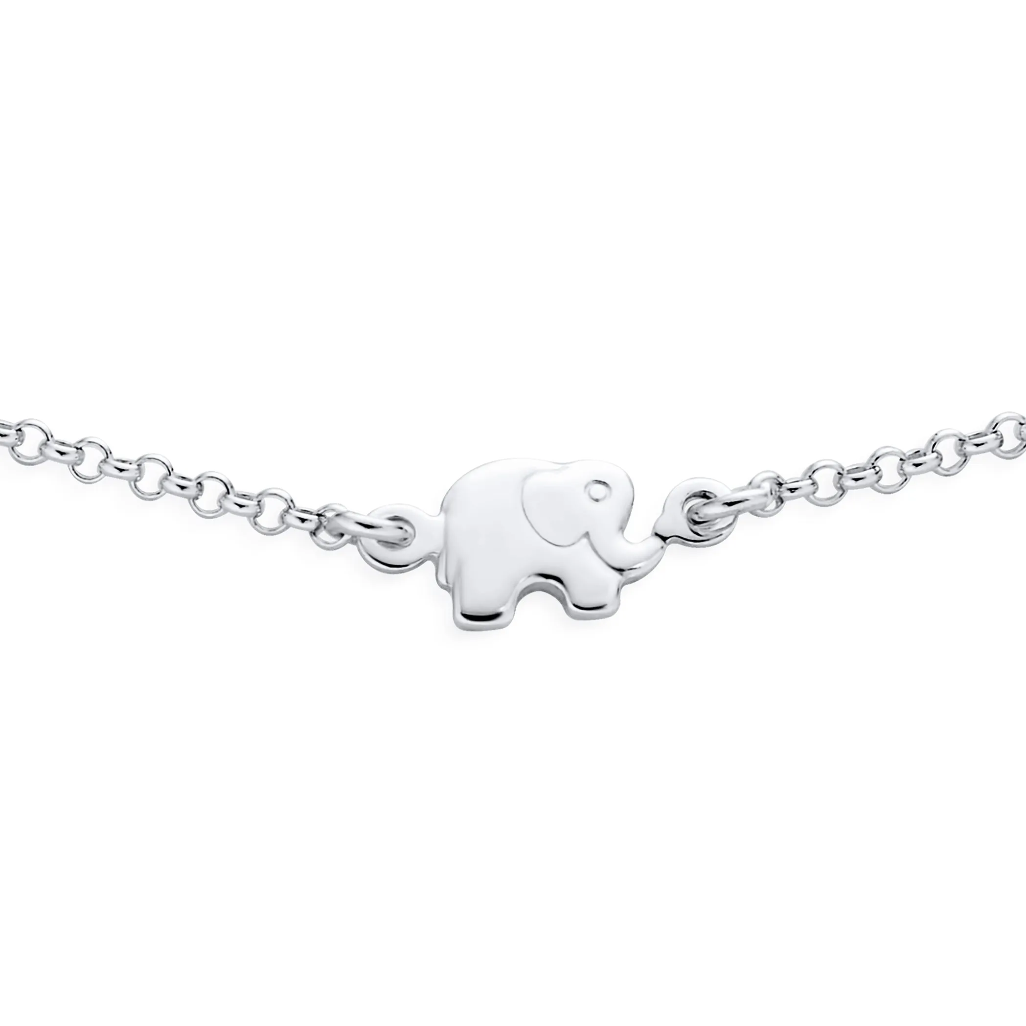 Delicate Lucky Elephant Bangle Cuff Bracelet High .925 Sterling Silver