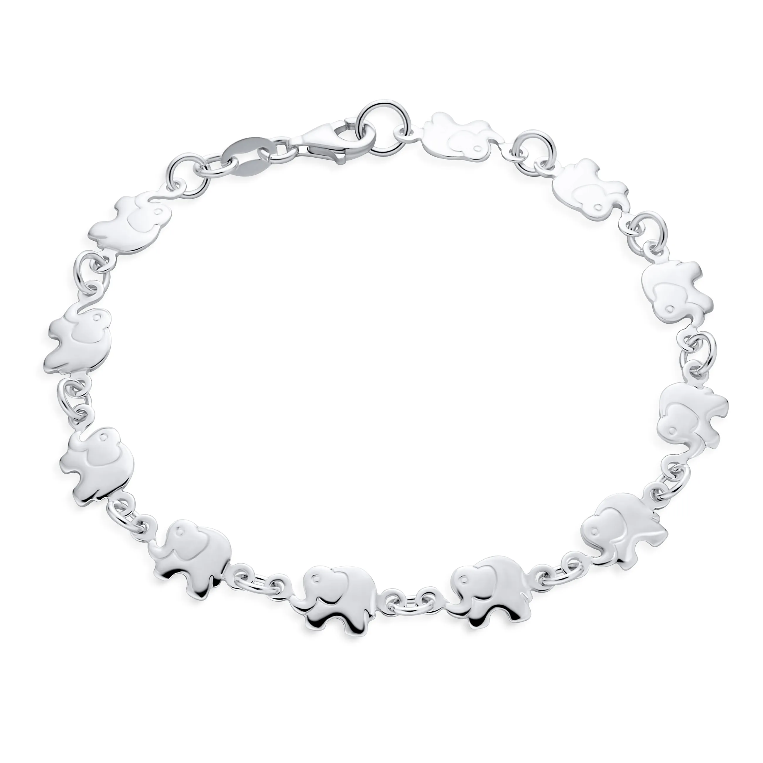 Delicate Lucky Elephant Bangle Cuff Bracelet High .925 Sterling Silver