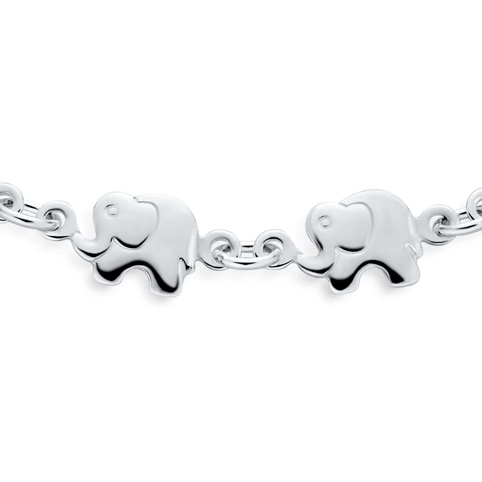 Delicate Lucky Elephant Bangle Cuff Bracelet High .925 Sterling Silver