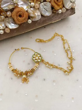 Designer Traditional Gold Plated Bridal Kundan Nath Nose Ring By Gehna Shop