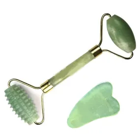 Double Heads Jade Stone Face Lift Facial Massage Roller