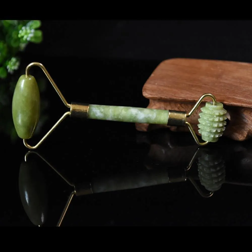 Double Heads Jade Stone Face Lift Facial Massage Roller